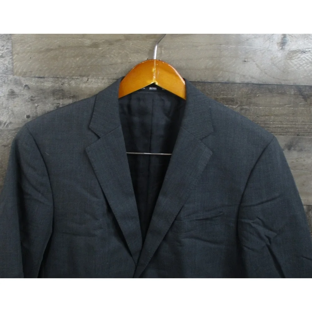 Hugo Boss Blazer Mens 38R Gray Jam76/Sharp1 Virgin Wool Suit Jacket Classic USA